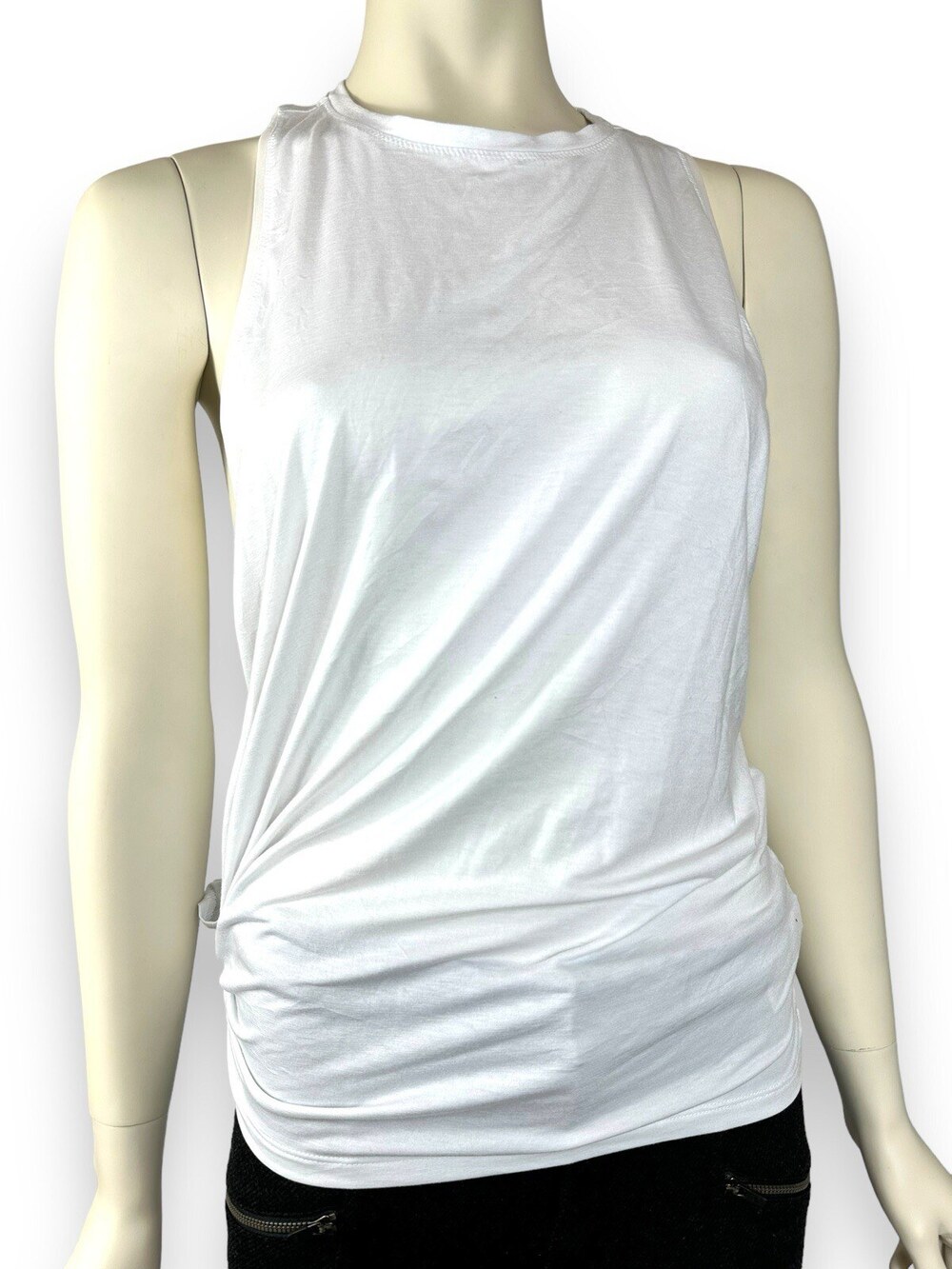 Athleta Tank Top Women's Small Tie Knot Side White Mesh Gym Work Out Athleisure
